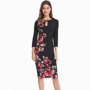 REVERSIBLE 3/4-SLEEVE KNIT SHEATH DRESS